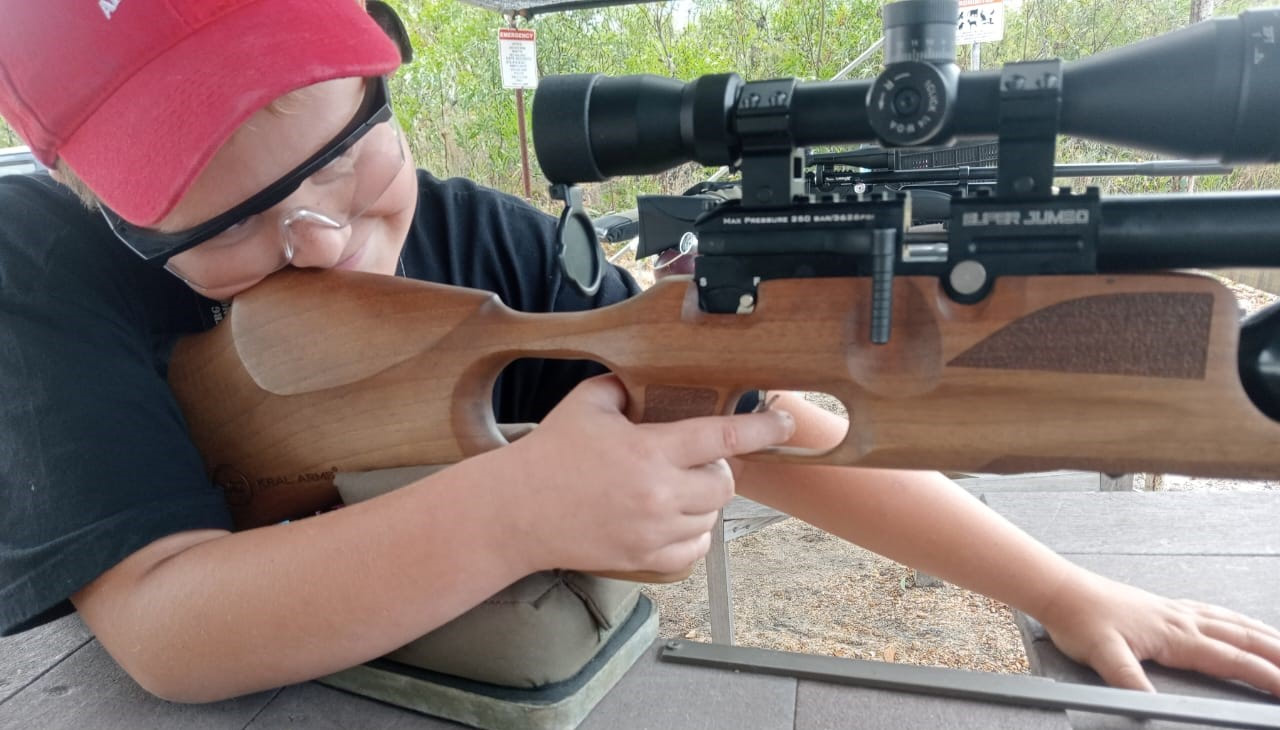 Air Rifle shooting and target practice at shooting range at Hermanus