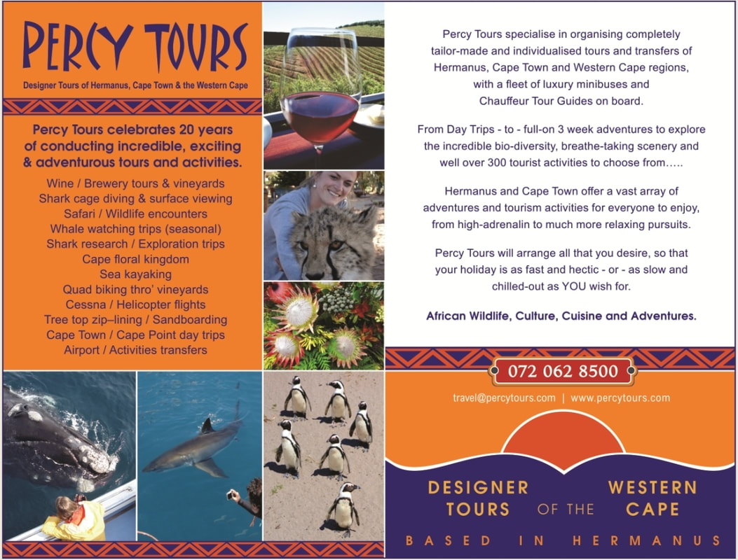 Percy Tours of Hermanus celebrated, in 2024, over 20 years of conducting tours, activities and adventures of Hermanus, Cape Town and the Western Cape