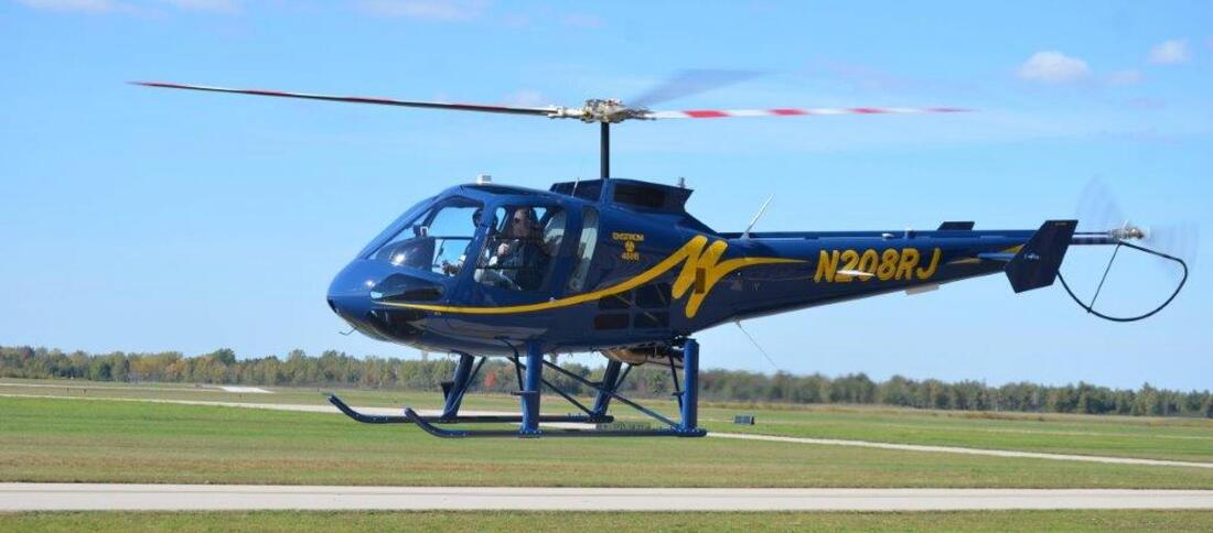 Helicopter to fly over the whales at Hermanus is a - Enstrom 480B - as shown above